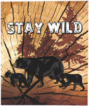 Rustic Western Black Bears 'Stay Wild' Wood Frame Canvas Wall Art 19"X23"