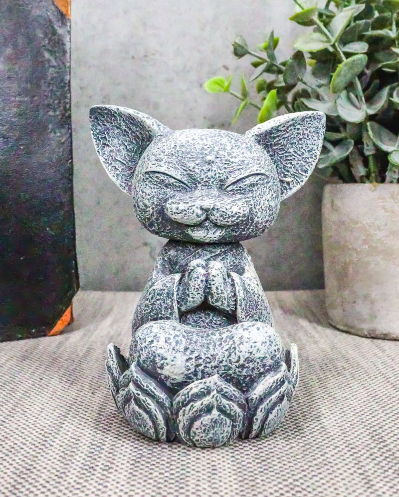 Ebros Feng Shui Zen Japanese Jizo Cat Monk On Lotus Throne Mini Statue 4" Tall