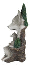 Mountain Scenery Gray Wolf Family Statue Timber Wolf Pack On Rocks 13"H Figurine