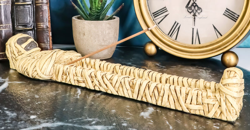 Egyptian King Tut Dead Sarcophagus Mummy In Bandage Stick Incense Holder Burner