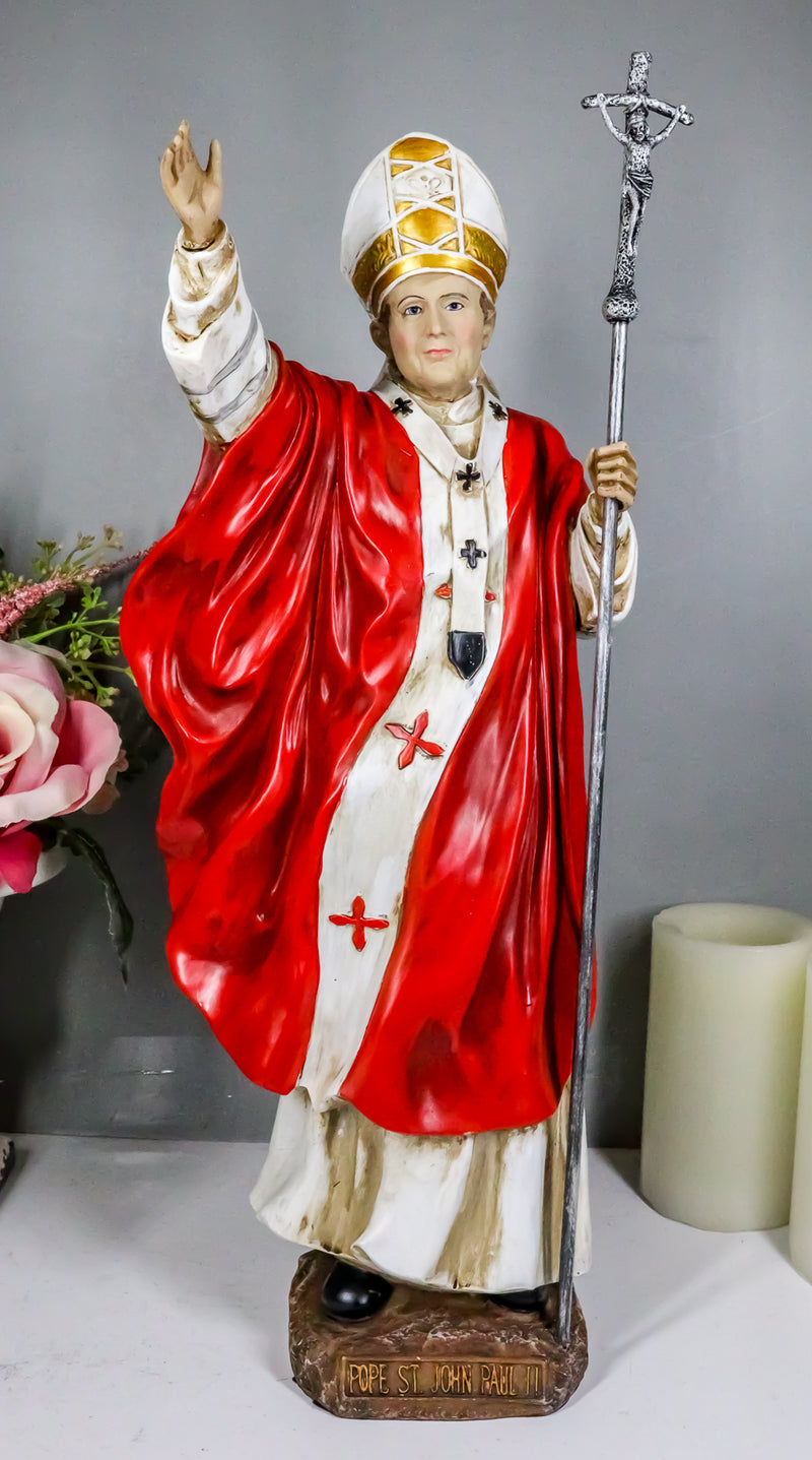 Ebros Large Venerable Pope John Paul II Holding The Cross of Christ Statue