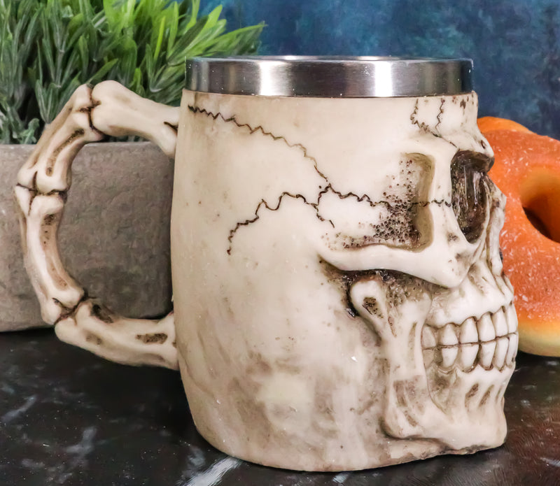 Ebros Mars Roswell Alien Skull Coffee Mug Zorg ET Skeleton Resin Drinking Cup With Stainless Steel Rim Interior