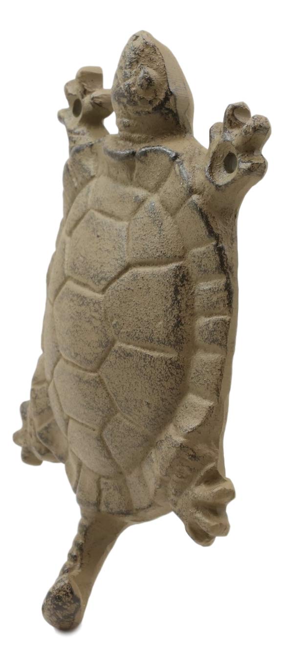 Ebros Gift 5.75" Tall Nautical Ocean Sea Turtle Cast Iron Rustic Wall Coat Keys Leashes Hats (4)