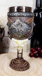 Western Bison Steer Skull With Lasso Ropes Cowboy On Horse Wine Goblet Chalice