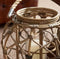 13"H Rustic Farmhouse Brown Woven Rattan Candle Lantern with Jute Rope Handle