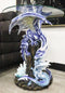 Elemental Frozen Ice Mother Dragon With Hatchling Baby Sculptural Side End Table