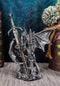 Ebros Gift Legendary Silver Dragon Protecting Castle Tower Letter Opener Figurine Sculpture Home and Office Decorative Sculpture Medieval Renaissance Dungeons and Dragons Fantasy