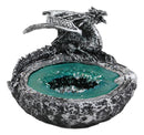 Ebros Crouching Dragon By Turquoise Crystal Pool Quarry Cigarette Ashtray Statue Decor