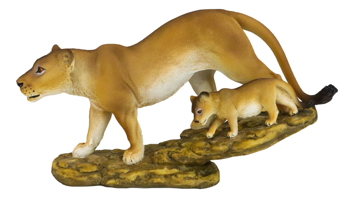 Safari African Lion Queen Lioness With Cub Family Statue 11"L Animal Collectible