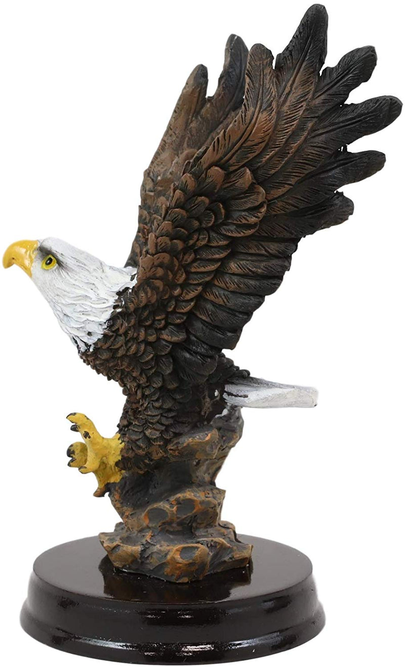 Ebros American Pride Swooping Bald Eagle with Spread Out Wings by Rocky Cliff Statue On Black Trophy Base 5.25" Tall USA Patriotic National Emblem Independence Day American Home Decor Figurine