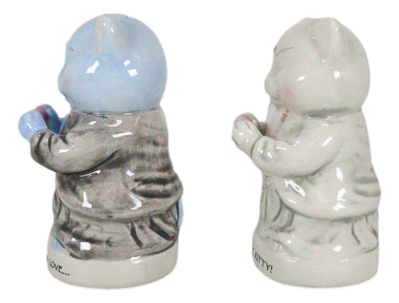 Master Meow Buddha Cats Meditating Love And Kitty Ceramic Salt Pepper Shakers Set