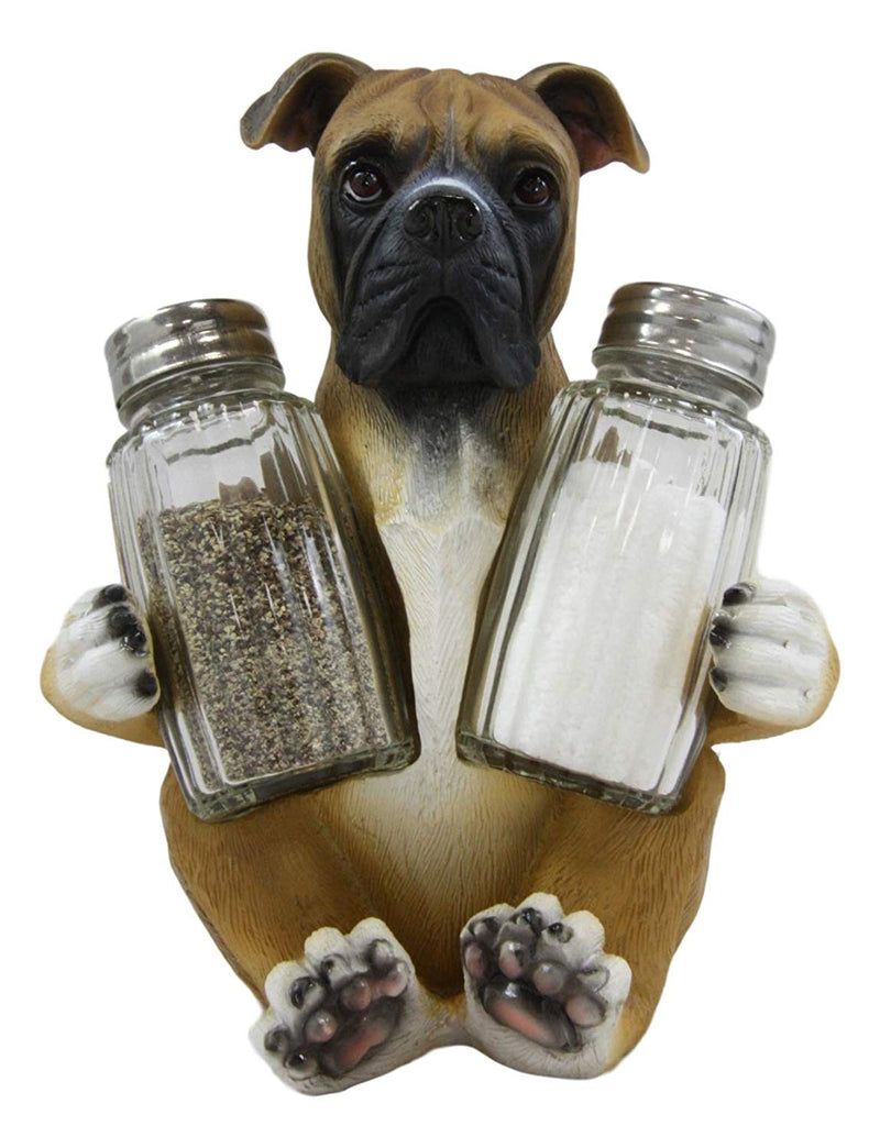 Ebros Gift Realistic Fawn Boxer Puppy Dog Salt Pepper Shakers Holder And Wine Caddy 2 Piece Set Resin Dogs Boxers Memorial Pets Home Kitchen Organizer Figurine For Spices And Alcoholic Beverage Bottle