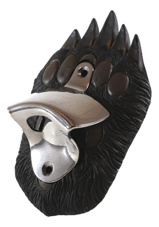 Rustic Western Wildlife Black Bear Paw With Claws Wall Beer Bottle Metal Opener