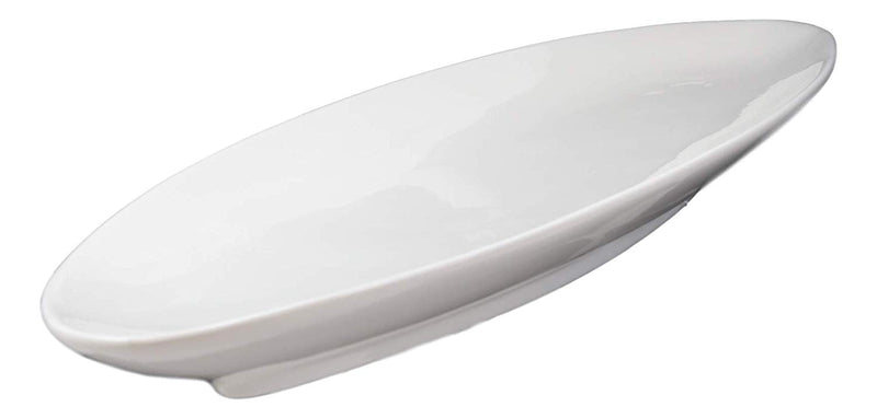 Ebros Contemporary Sleek Design Natural White Porcelain Large Oval Plates Serving Platters (SET OF 2, 20"Long)