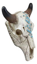 9"L Western Steer Bull Cow Horned Skull Turquoise Beads Arrow Inlay Wall Decor