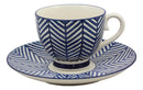 Ebros Blue Zig Zag Pattern Contemporary Designer Ceramic Dinnerware Bowl Mug Plate Set