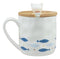Happy Days Kitty Cat With Fishes Ceramic Coffee Tea Mug Cup With Spoon And Lid