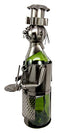 Ebros Gift Head Chef With Pan & Spatula Hand Made Metal Wine Bottle Holder Caddy Decor Figurine 14.5"H