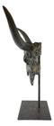 30"H Large Rustic Western Longhorn Bull Steer Skull Desktop Plaque W/ Pole Base