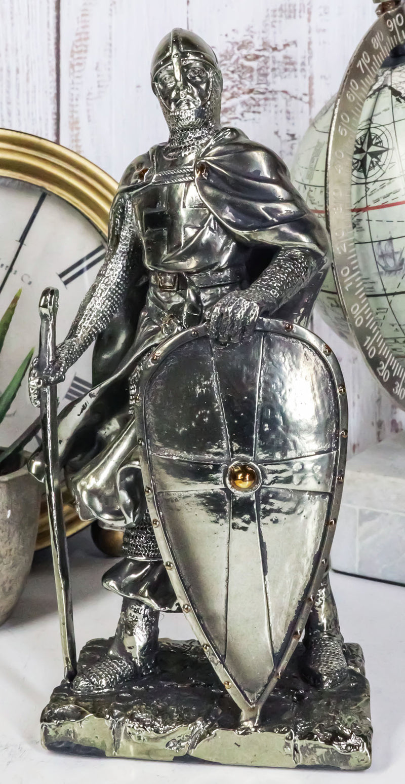 Holy Roman Empire Crusader Knight With Sword And Shield Statue Suit Of Armor