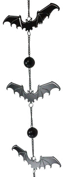 Guardian Of The Night Triple Bats Metal Beaded Wall Hanging Mobile Wind Chime