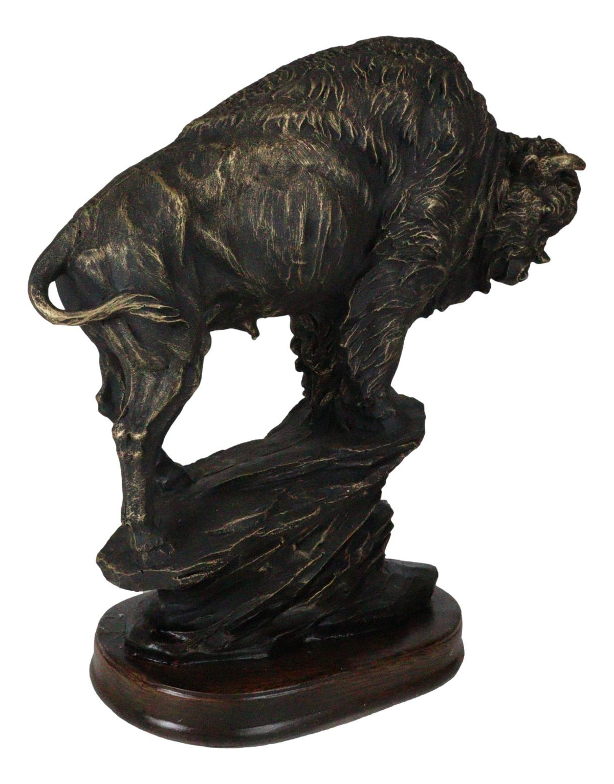 North American Indian Plains Bison Buffalo Climbing Rock Cliff Slope Figurine