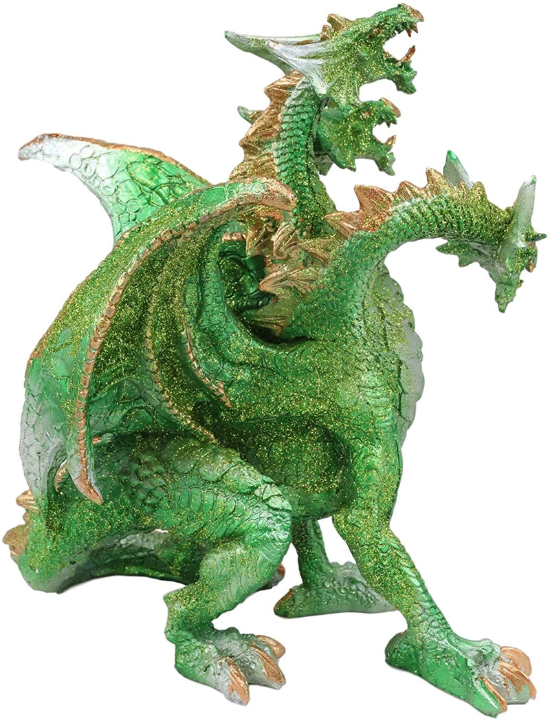 Ebros Green Earth Three Headed Dragon Hydra Roaring Statue 8" Tall Figurine