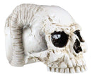 Gothic Angel Of Hades Ram Horned Skull With Nude Winged Redemption Figurine