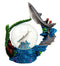 Ebros Gift Coastal Apex Predator Shark Family Water Globe Figurine 4"H