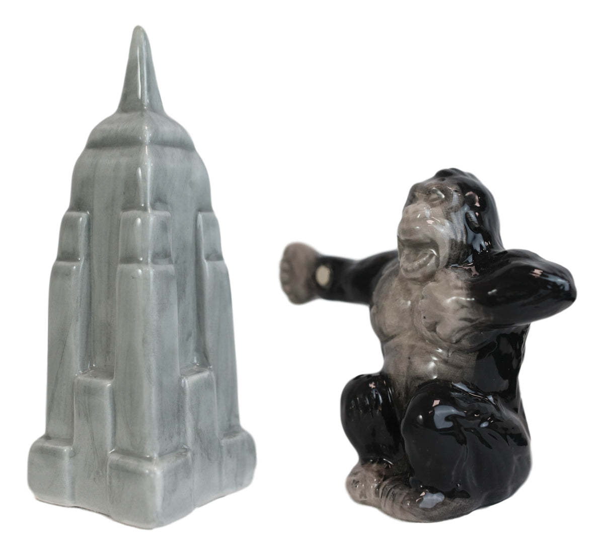 Ceramic King Kong And Empire State Building Salt And Pepper Shakers Figurine Set - Ebros Gift