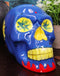 Blue Day Of The Dead Skull Ceramic Figurine Skeleton 7"L Fantasy Home Decor