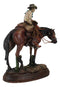 Western Desert Cowboy On Saddleback Brown Stallion Horse By Cactus Figurine