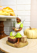 Ebros Vintage Black Americana History African American Girl Peeling Potato Statue 5"H
