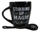 Witchcraft Wicca Stirring Up Magic Pentagram Star Tea Coffee Mug And Spoon Set