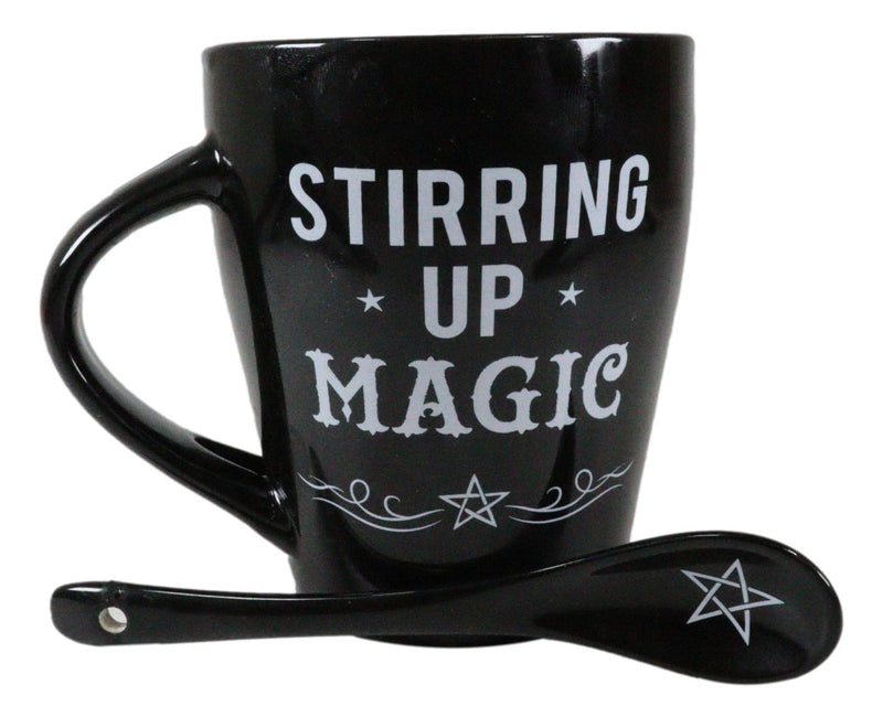 Witchcraft Wicca Stirring Up Magic Pentagram Star Tea Coffee Mug And Spoon Set