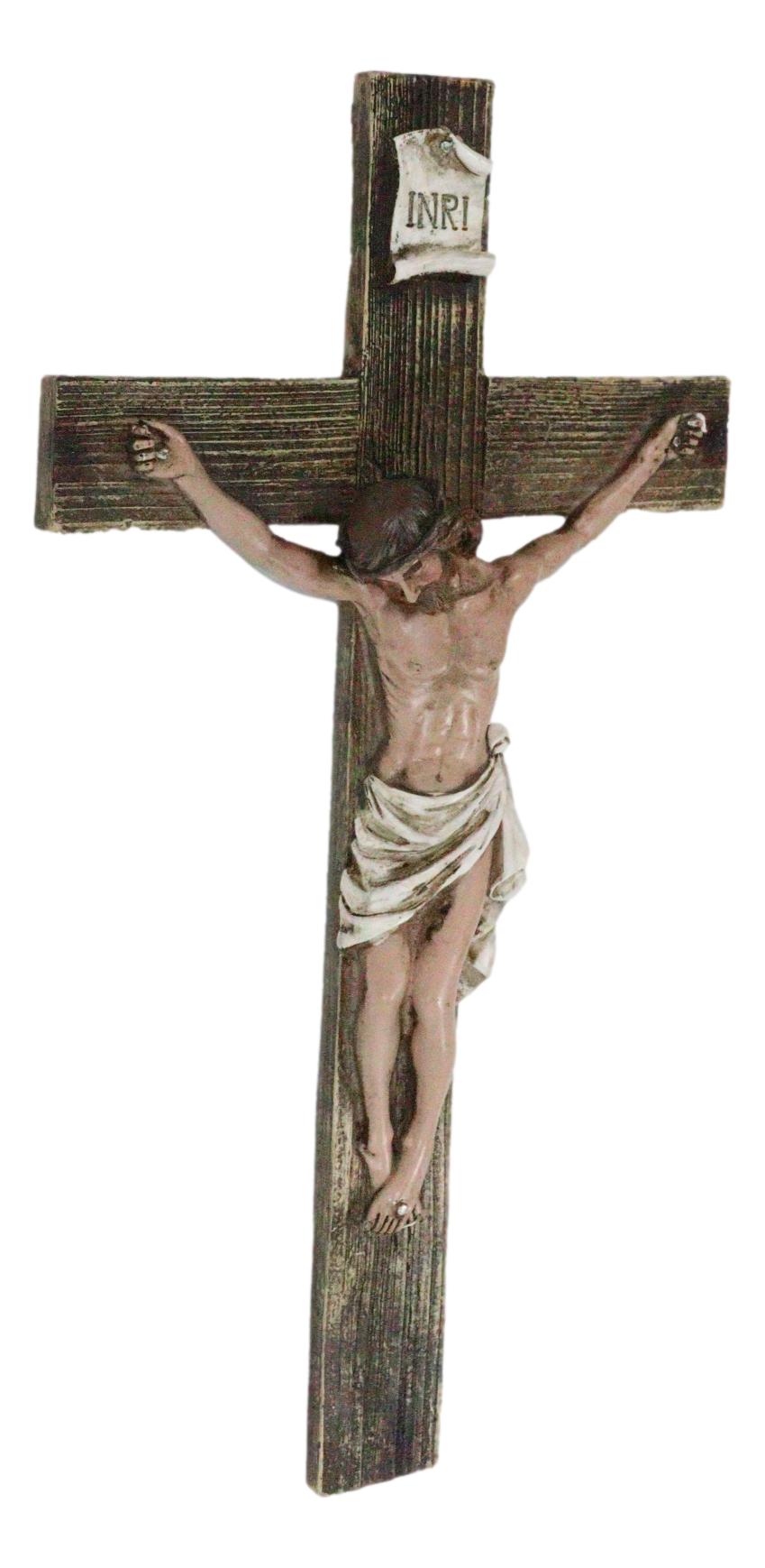 Passion of Jesus Christ Death at Calvary Crucifix Catholic INRI Wall Cross Decor - Ebros Gift