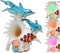 Ebros Nautical Ocean Family 3 Dolphins Swimming Over Giant Sea Conch Clownfishes and Anemones Statue with Colorful LED Light 9.5" Tall