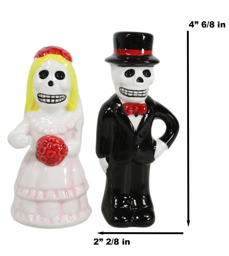 Dias De Los Muertos Wedding Vows Sugar Skulls Ceramic Salt Pepper Shakers Set