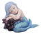 Under The Sea Blue Child Mermaid Sleeping On Coral Bed Statue Mergirl Figurine