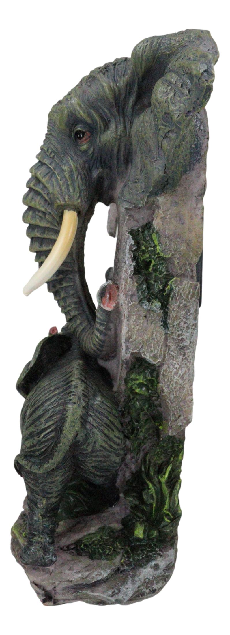 Auspicious Wildlife Safari Savannah Elephant Father and Calf Family Table Clock