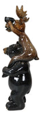 Whimsical Bull Moose Elk Sitting On Black Bear Shoulders W/ Binoculars Figurine