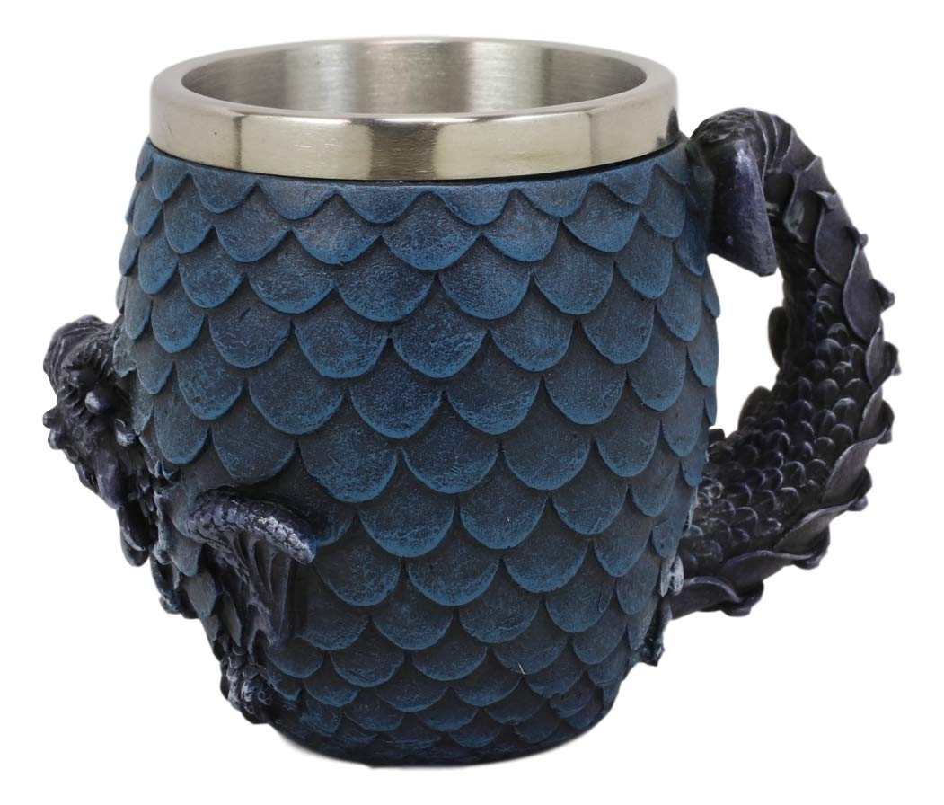 Ebros Medieval Khaleesi's Elemental Dragon Colorful Scale Egg With Hatching Wyrmling Small Coffee Tea Mug Cup 3.75" High Fantasy GOT Themed Dungeons And Dragons Drinking Cups (Water Blue)