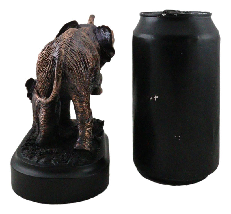 African Safari Bush Elephant Mother With Calf On Jungle March Figurine With Base