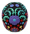 Ebros Gift Day Of The Dead Black Multi Colored Floral Tattoo Skull Figurine 8"L