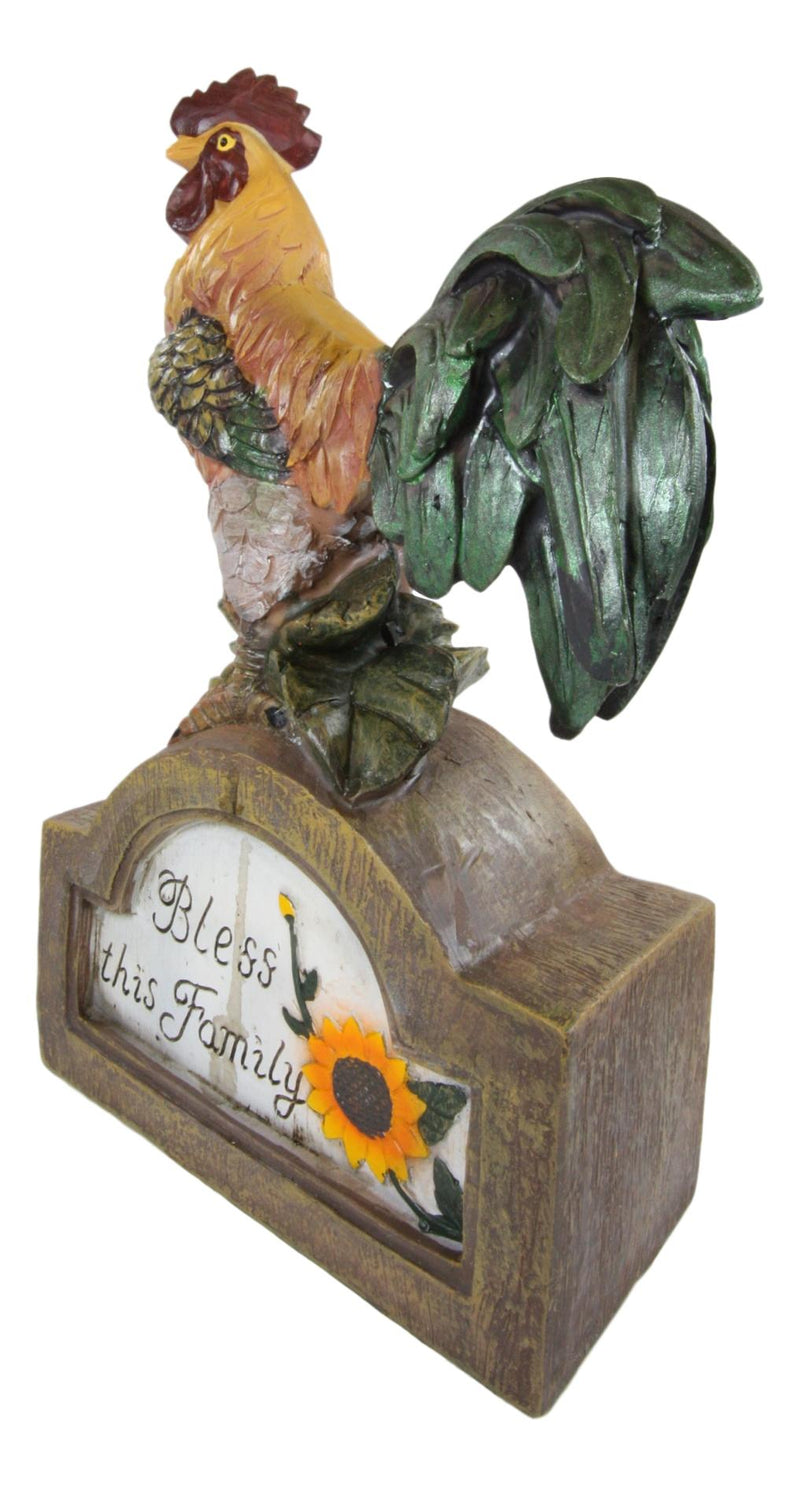 Ebros Rustic Country Rooster Chicken On Archway Bridge Bless This Family Sign Figurine