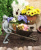 Ebros Gift 24" Wide Aluminum Rustic Whimsical Gardening Green Frog with Birds Pushing Wheelbarrow Cart Flowers Or Plants Planter Garden Statue Decorative Frogs and Toads Accent Decor