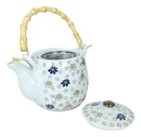 Japanese Cherry Blossom Rain 20oz Ceramic Tea Pot and Cups Set Serves 4 People