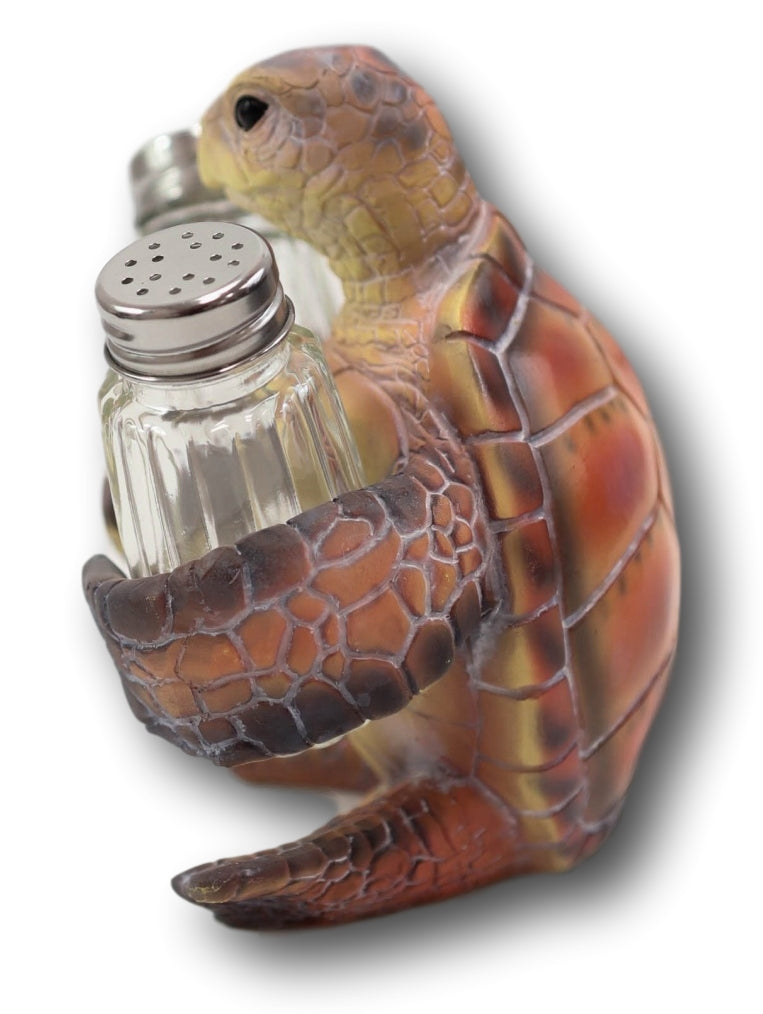 Slowly Seasoned Nautical Ocean Sea Turtle Salt Pepper Shakers Holder Figurine - Ebros Gift
