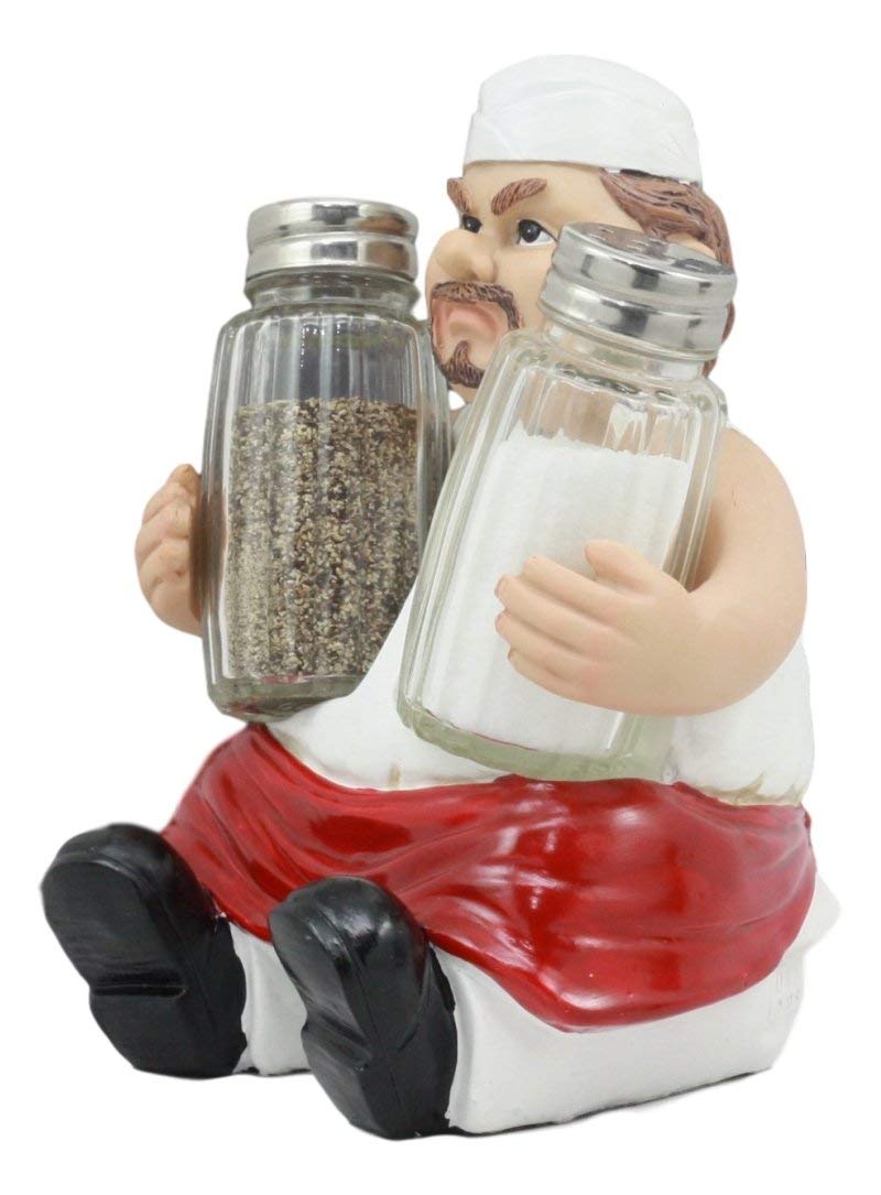 Ebros Bayou Cajun Spice Redneck Chef Salt And Pepper Shakers Holder Figurine 6 1/8"Tall Greasy Cracker Chef Southern Cuisine Decorative Statue Kitchen Home Dining Centerpiece