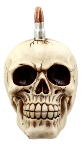 Rebel Bullet Mohawk Punk Skull Figurine Military Rifle Ammo Skeleton Head Decor